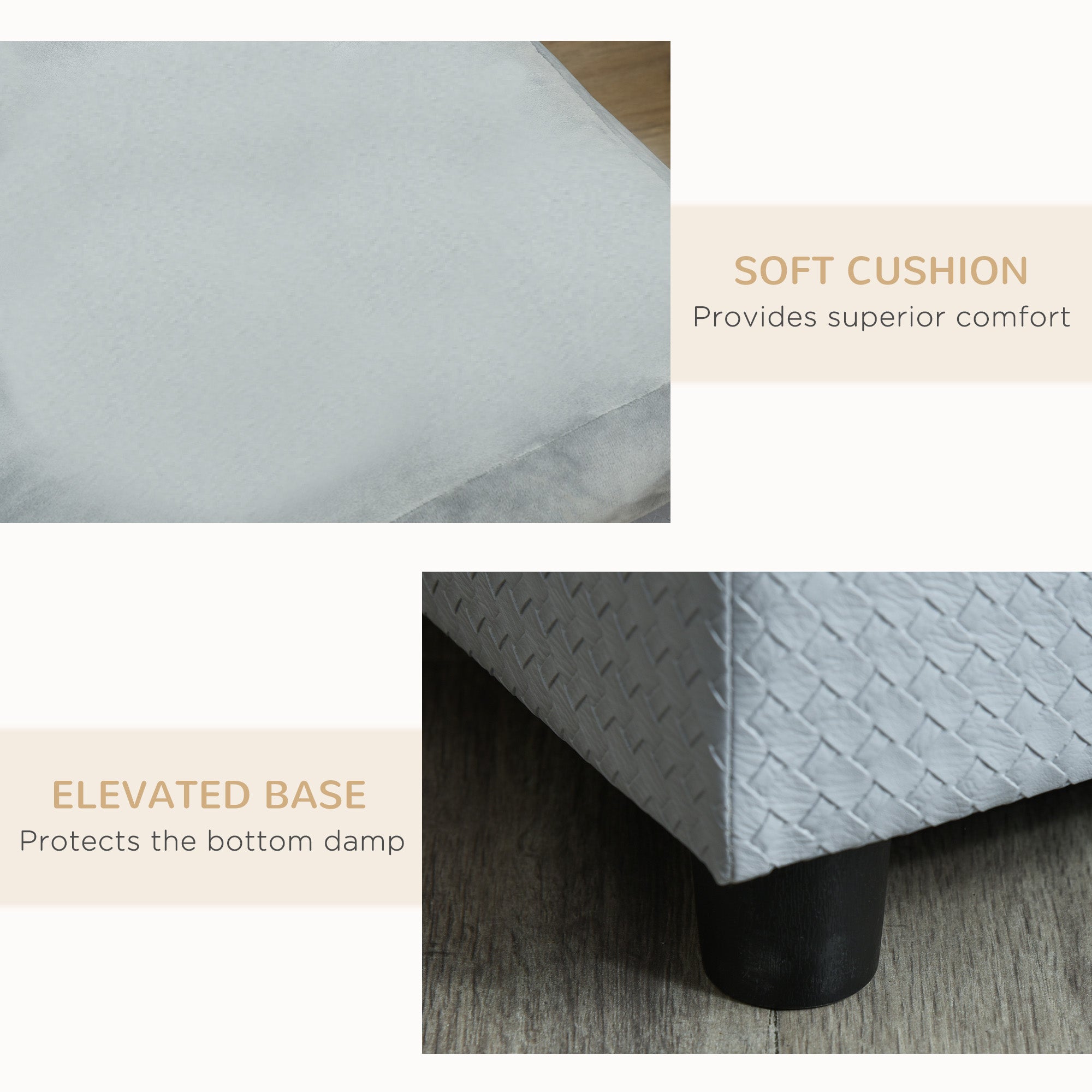 Bedding product with soft cushion and elevated base features on a white background