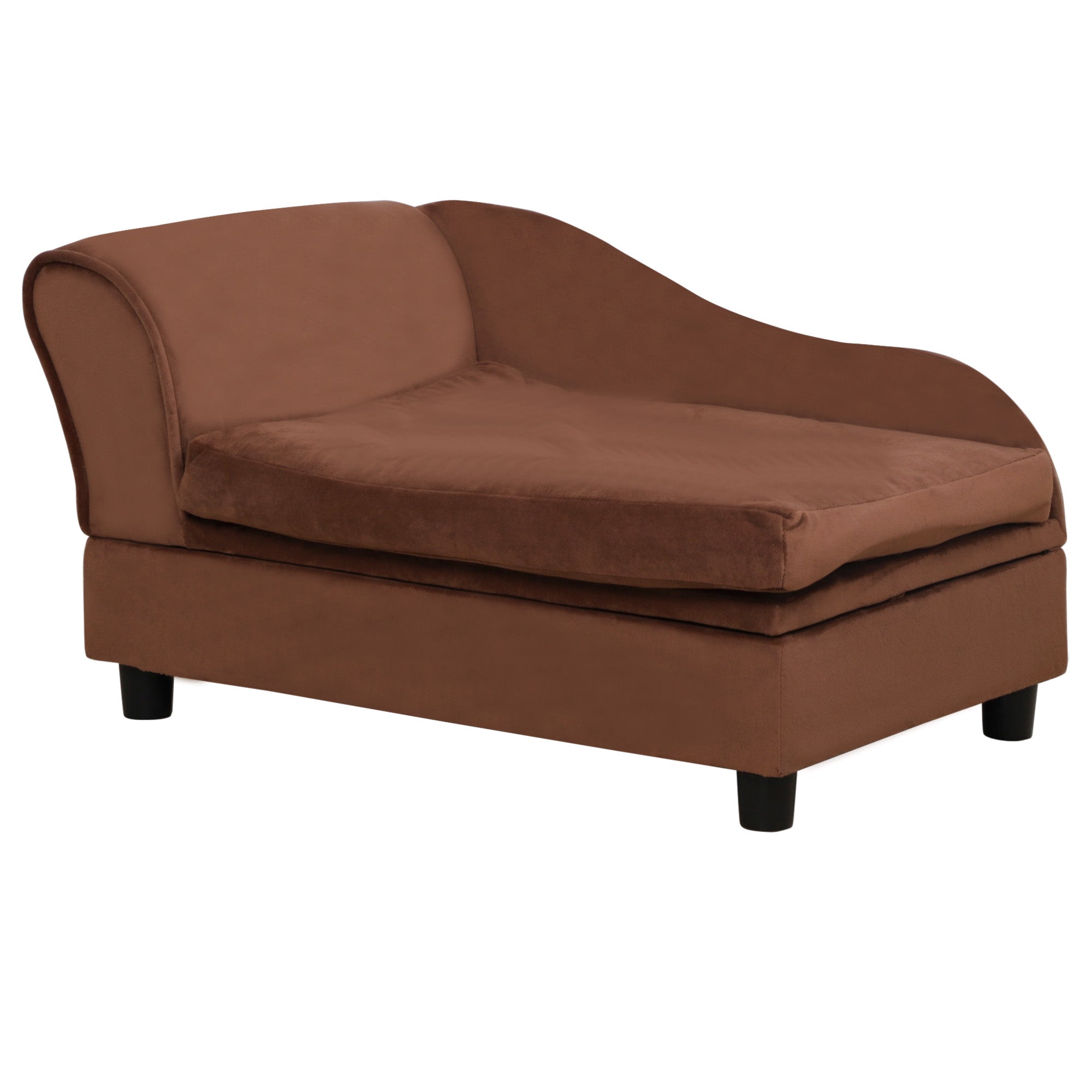 Brown chaise lounge chair on a white background