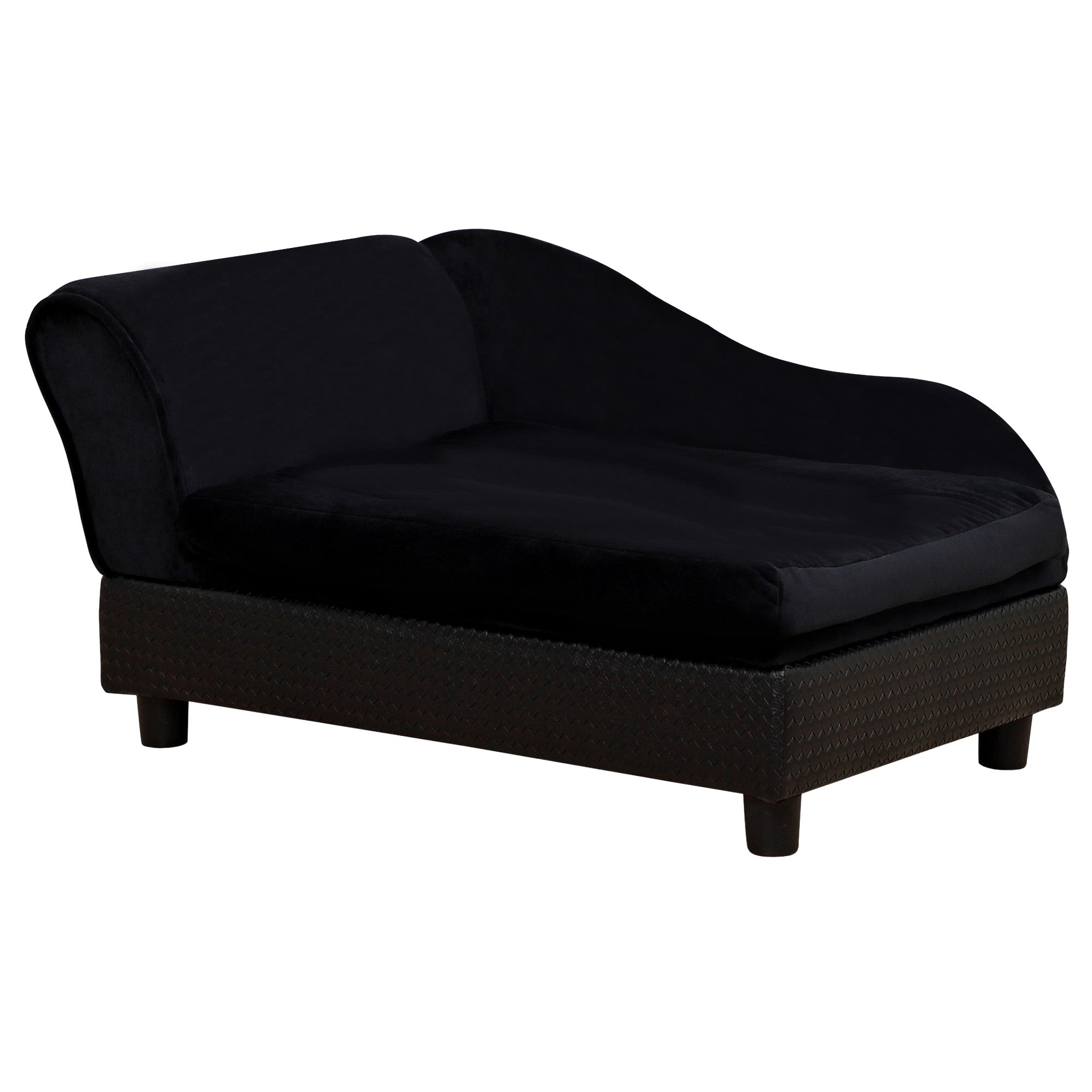 Black outdoor sofa with wicker frame on a white background