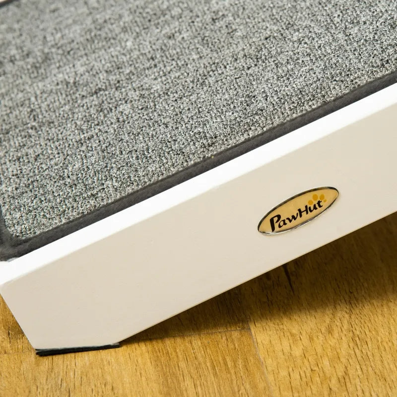Voyager high-traction pet ramp with textured non-slip surface and sturdy white base on wooden floor